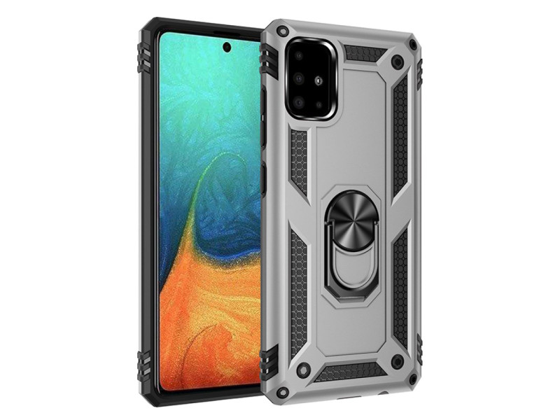 Newface Samsung Galaxy A71 Kılıf Sofya Yüzüklü Silikon Kapak - Gümüş