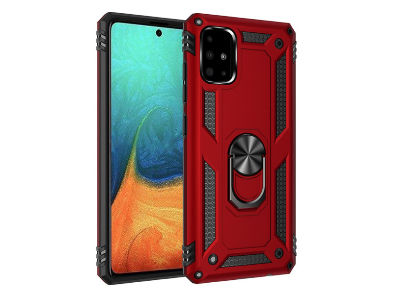 Newface Samsung Galaxy A71 Kılıf Sofya Yüzüklü Silikon Kapak - Kırmızı