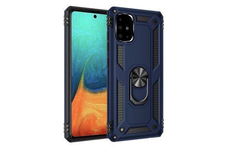 Newface Samsung Galaxy A71 Kılıf Sofya Yüzüklü Silikon Kapak - Lacivert