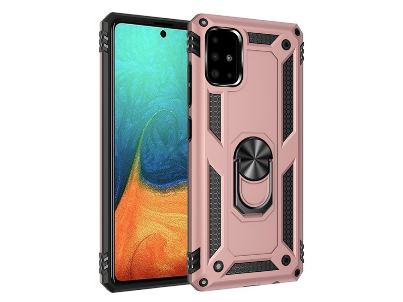 Newface Samsung Galaxy A71 Kılıf Sofya Yüzüklü Silikon Kapak - Rose