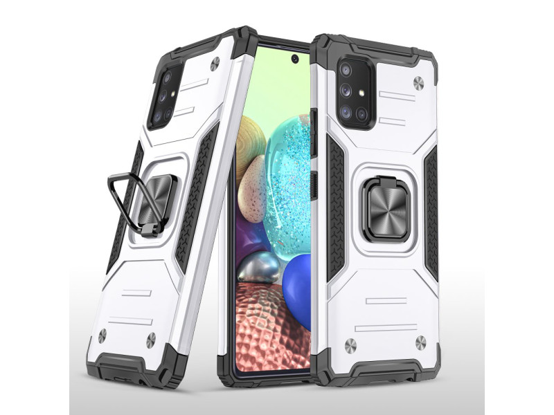 Newface Samsung Galaxy A71 Kılıf Zegna Yüzüklü Silikon Kapak - Gümüş