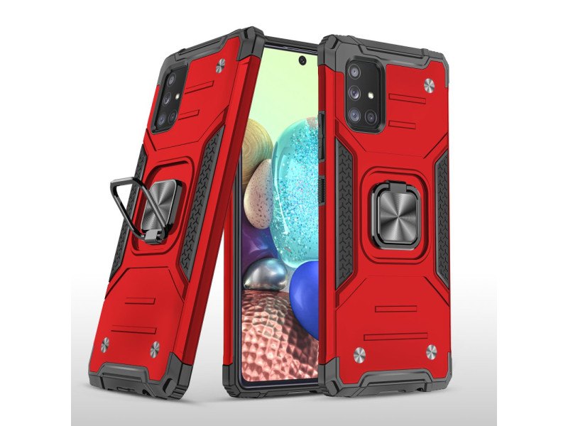 Newface Samsung Galaxy A71 Kılıf Zegna Yüzüklü Silikon Kapak - Kırmızı