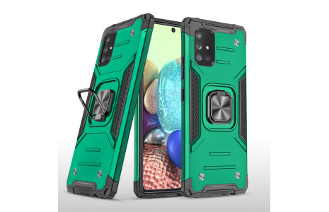 Newface Samsung Galaxy A71 Kılıf Zegna Yüzüklü Silikon Kapak - Koyu Yeşil