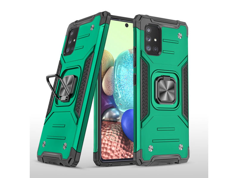 Newface Samsung Galaxy A71 Kılıf Zegna Yüzüklü Silikon Kapak - Koyu Yeşil