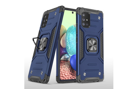 Newface Samsung Galaxy A71 Kılıf Zegna Yüzüklü Silikon Kapak - Mavi