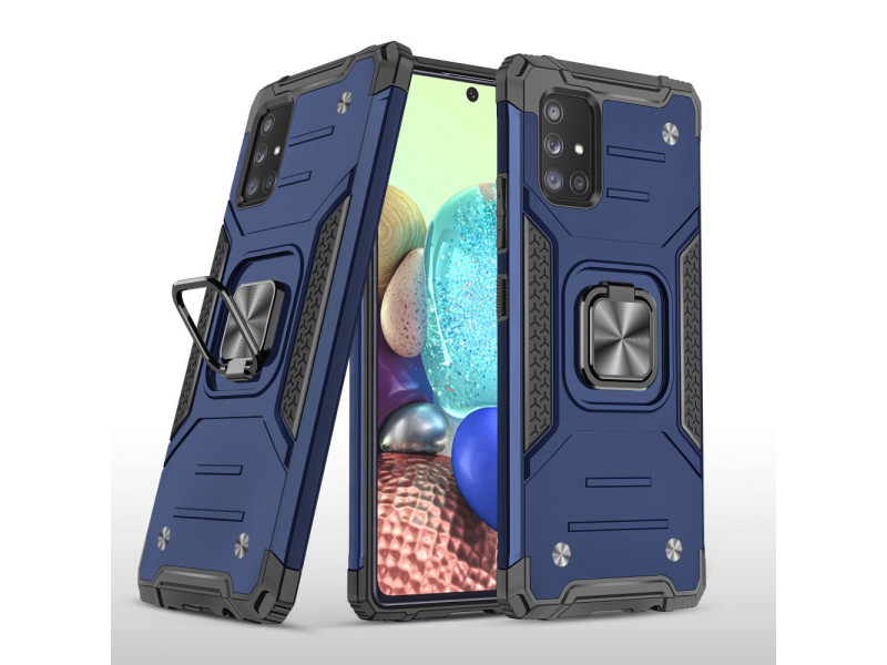 Newface Samsung Galaxy A71 Kılıf Zegna Yüzüklü Silikon Kapak - Mavi