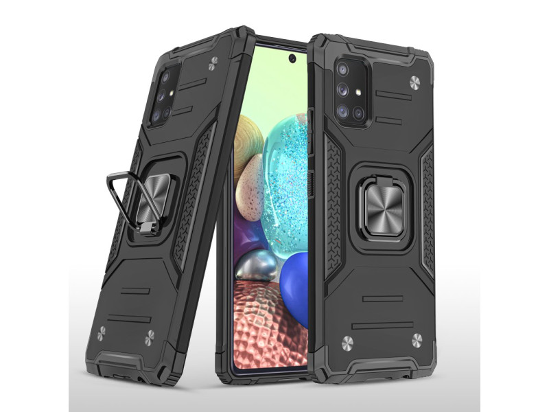Newface Samsung Galaxy A71 Kılıf Zegna Yüzüklü Silikon Kapak - Siyah
