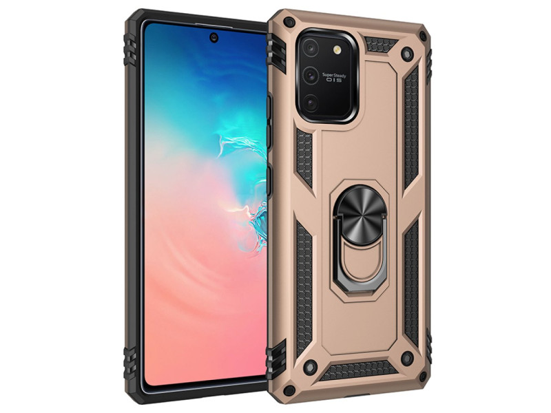 Newface Samsung Galaxy A81 / Note 10 Lite Kılıf Sofya Yüzüklü Silikon Kapak - Gold