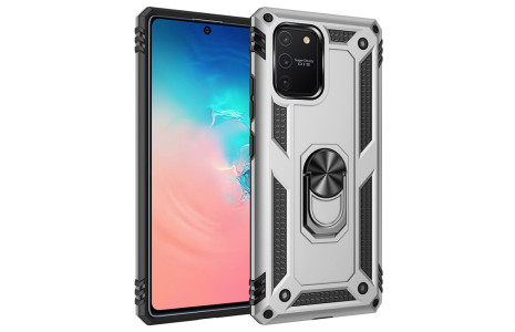 Newface Samsung Galaxy A81 / Note 10 Lite Kılıf Sofya Yüzüklü Silikon Kapak - Gümüş
