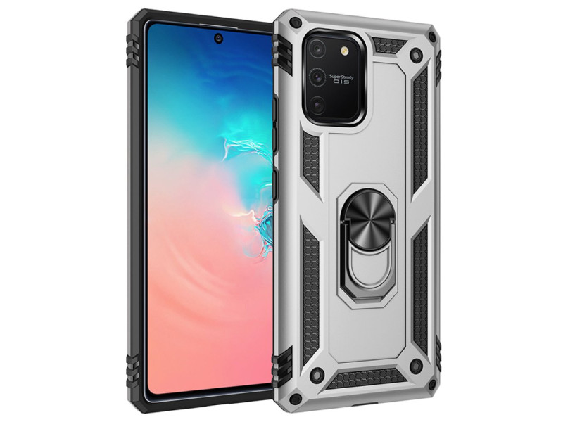 Newface Samsung Galaxy A81 / Note 10 Lite Kılıf Sofya Yüzüklü Silikon Kapak - Gümüş