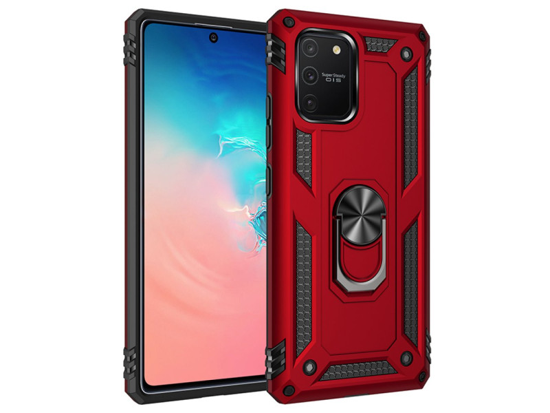 Newface Samsung Galaxy A81 / Note 10 Lite Kılıf Sofya Yüzüklü Silikon Kapak - Kırmızı