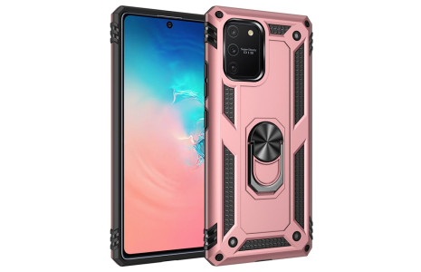 Newface Samsung Galaxy A81 / Note 10 Lite Kılıf Sofya Yüzüklü Silikon Kapak - Rose