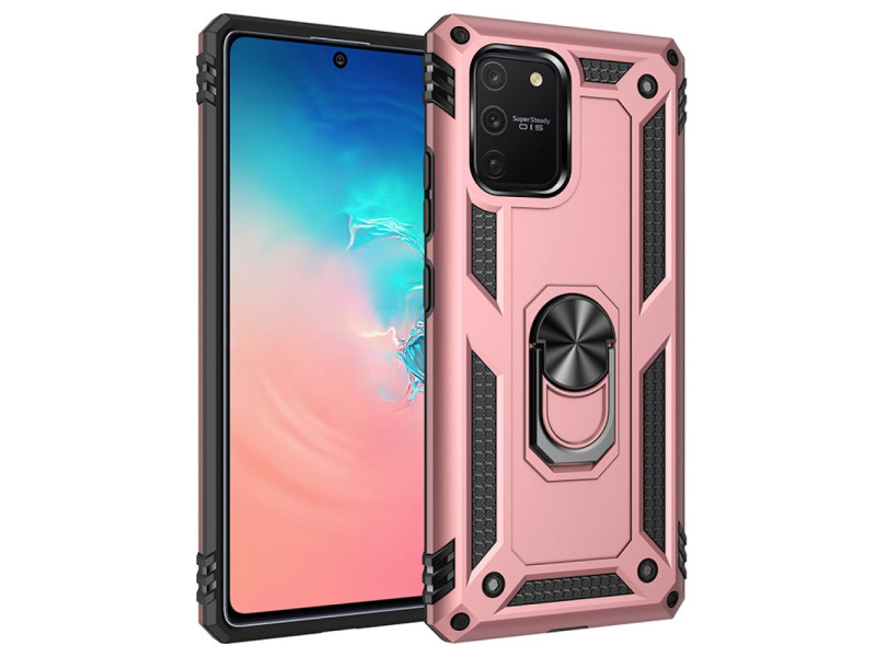 Newface Samsung Galaxy A81 / Note 10 Lite Kılıf Sofya Yüzüklü Silikon Kapak - Rose