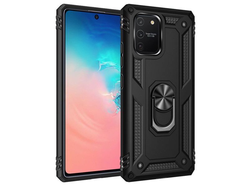 Newface Samsung Galaxy A81 / Note 10 Lite Kılıf Sofya Yüzüklü Silikon Kapak - Siyah