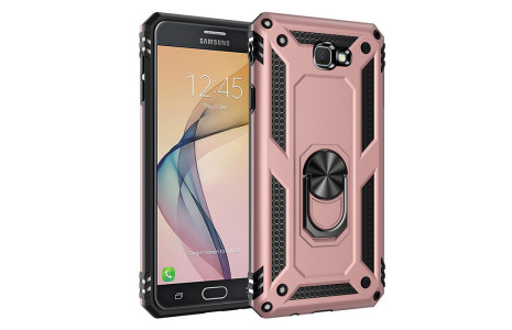 Newface Samsung Galaxy J7 Prime Kılıf Sofya Yüzüklü Silikon Kapak - Gold