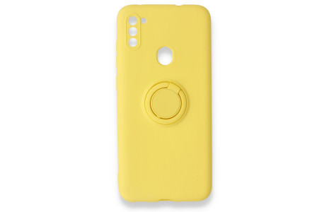 Newface Samsung Galaxy M11 Kılıf Viktor Yüzüklü Silikon - Sarı