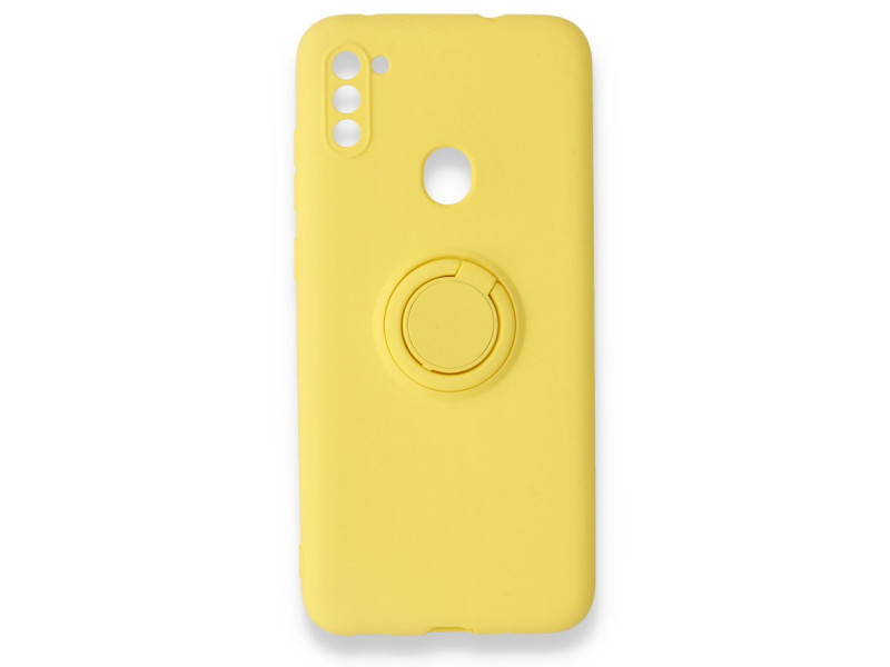 Newface Samsung Galaxy M11 Kılıf Viktor Yüzüklü Silikon - Sarı