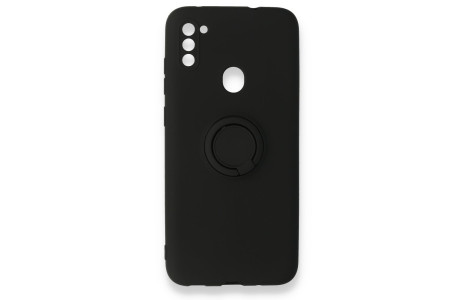 Newface Samsung Galaxy M11 Kılıf Viktor Yüzüklü Silikon - Siyah
