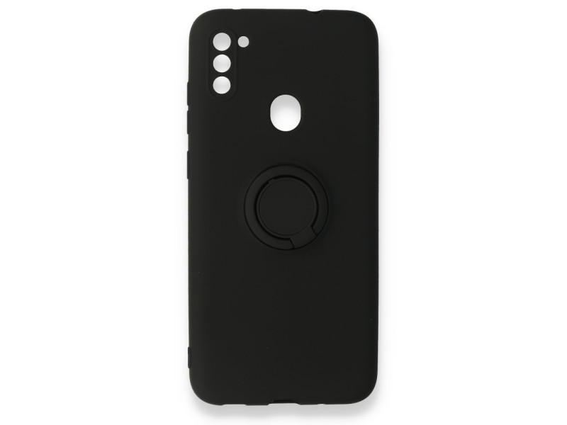Newface Samsung Galaxy M11 Kılıf Viktor Yüzüklü Silikon - Siyah