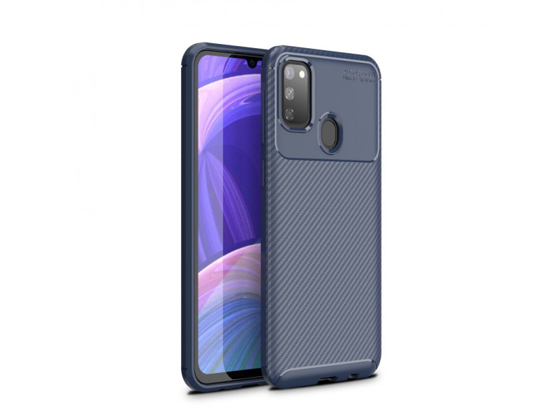Newface Samsung Galaxy M21 Kılıf Focus Karbon Silikon - Lacivert