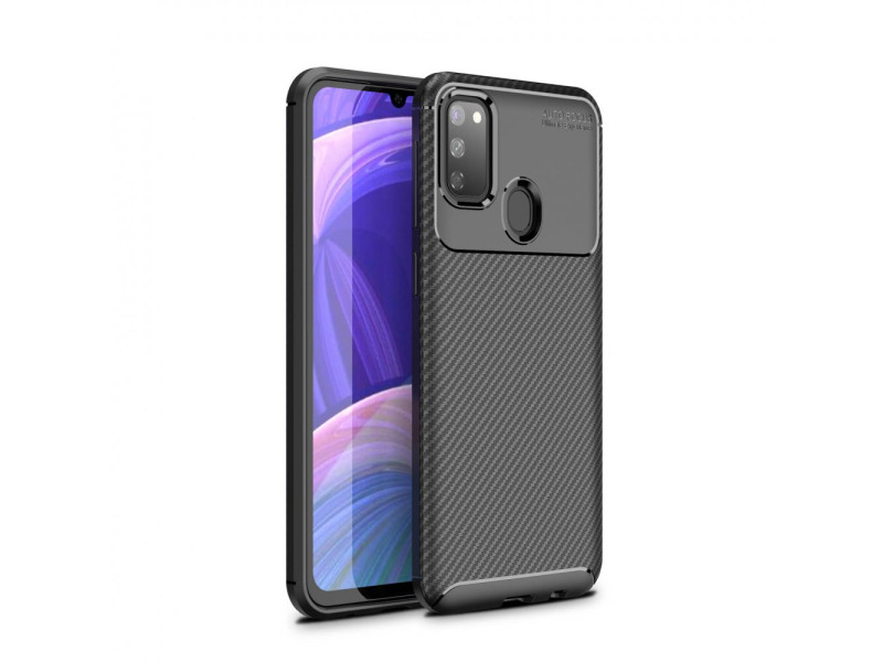 Newface Samsung Galaxy M21 Kılıf Focus Karbon Silikon - Siyah