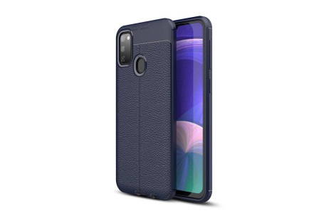 Newface Samsung Galaxy M30S Kılıf Focus Derili Silikon - Lacivert