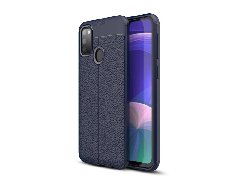 Newface Samsung Galaxy M30S Kılıf Focus Derili Silikon - Lacivert