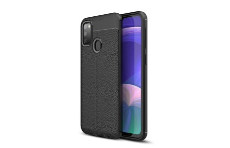 Newface Samsung Galaxy M30S Kılıf Focus Derili Silikon - Siyah