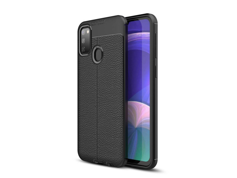 Newface Samsung Galaxy M30S Kılıf Focus Derili Silikon - Siyah