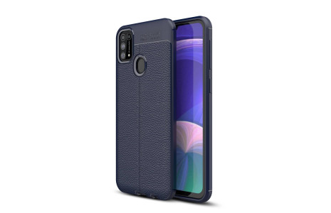 Newface Samsung Galaxy M31 Kılıf Focus Derili Silikon - Lacivert