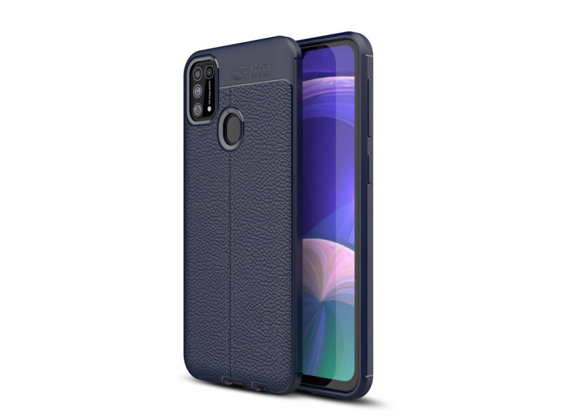 Newface Samsung Galaxy M31 Kılıf Focus Derili Silikon - Lacivert