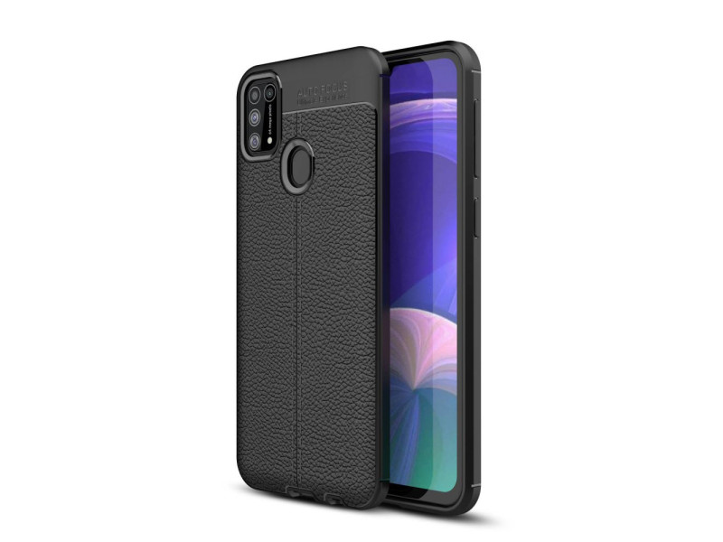Newface Samsung Galaxy M31 Kılıf Focus Derili Silikon - Siyah