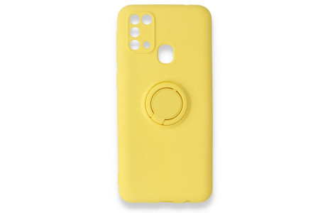 Newface Samsung Galaxy M31 Kılıf Viktor Yüzüklü Silikon - Sarı