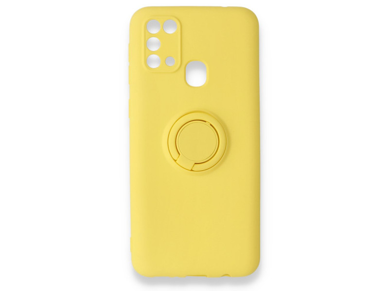 Newface Samsung Galaxy M31 Kılıf Viktor Yüzüklü Silikon - Sarı