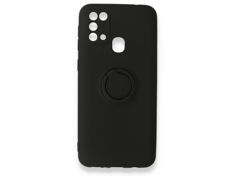 Newface Samsung Galaxy M31 Kılıf Viktor Yüzüklü Silikon - Siyah
