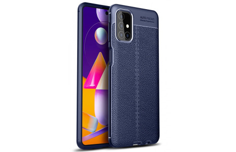 Newface Samsung Galaxy M31S Kılıf Focus Derili Silikon - Lacivert