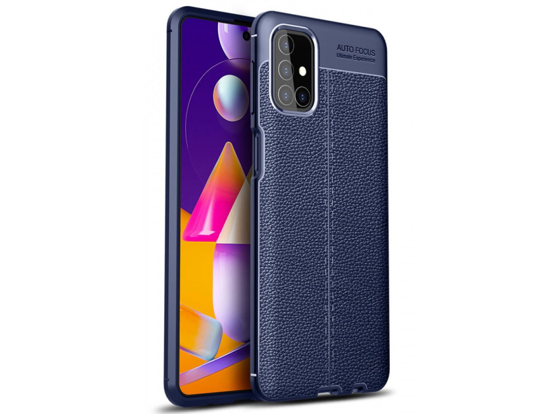 Newface Samsung Galaxy M31S Kılıf Focus Derili Silikon - Lacivert