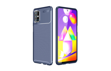 Newface Samsung Galaxy M31S Kılıf Focus Karbon Silikon - Lacivert