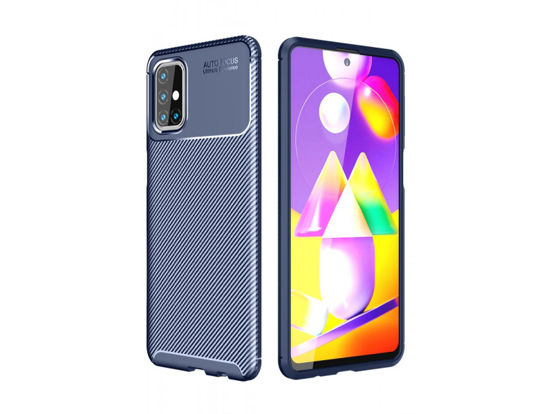 Newface Samsung Galaxy M31S Kılıf Focus Karbon Silikon - Lacivert