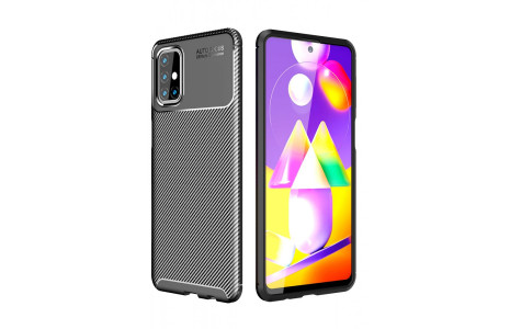 Newface Samsung Galaxy M31S Kılıf Focus Karbon Silikon - Siyah