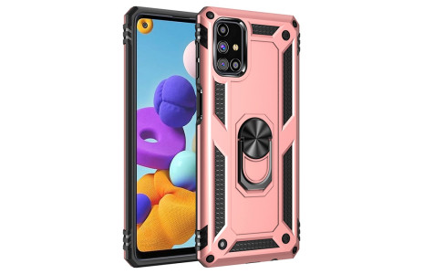 Newface Samsung Galaxy M31S Kılıf Sofya Yüzüklü Silikon Kapak - Rose