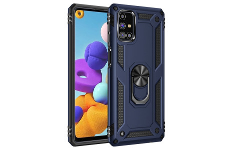 Newface Samsung Galaxy M31S Kılıf Sofya Yüzüklü Silikon Kapak - Lacivert
