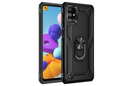 Newface Samsung Galaxy M31S Kılıf Sofya Yüzüklü Silikon Kapak - Siyah