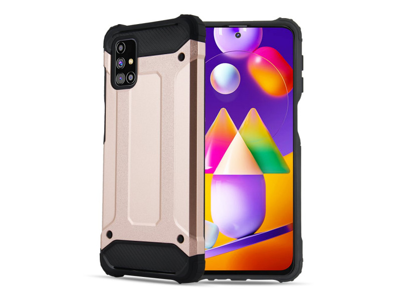 Newface Samsung Galaxy M31S Kılıf Tank Silikon Kapak - Gold