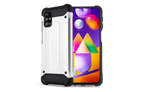 Newface Samsung Galaxy M31S Kılıf Tank Silikon Kapak - Gümüş