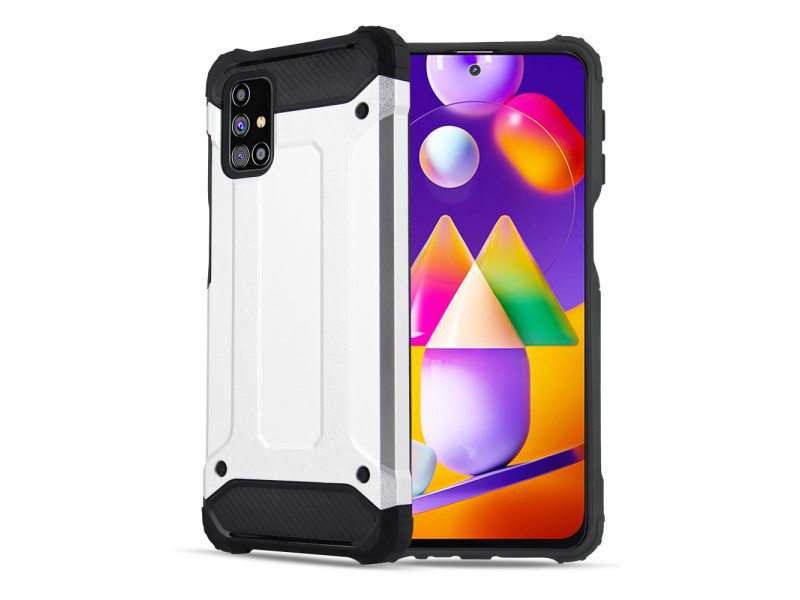 Newface Samsung Galaxy M31S Kılıf Tank Silikon Kapak - Gümüş