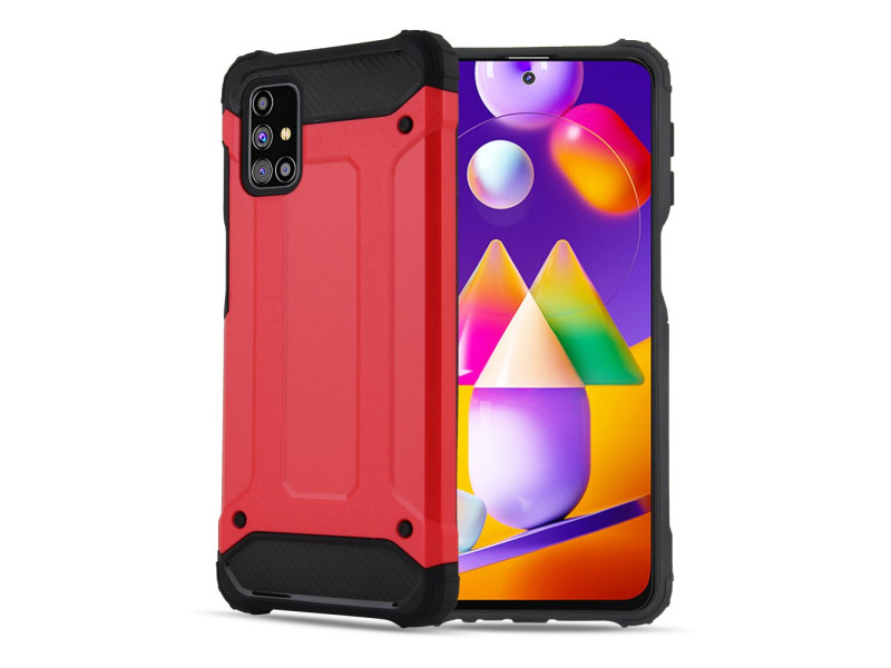 Newface Samsung Galaxy M31S Kılıf Tank Silikon Kapak - Kırmızı
