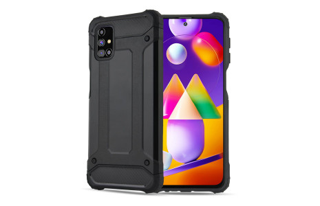 Newface Samsung Galaxy M31S Kılıf Tank Silikon Kapak - Siyah
