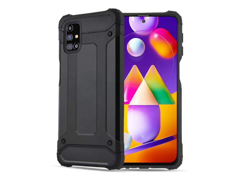 Newface Samsung Galaxy M31S Kılıf Tank Silikon Kapak - Siyah