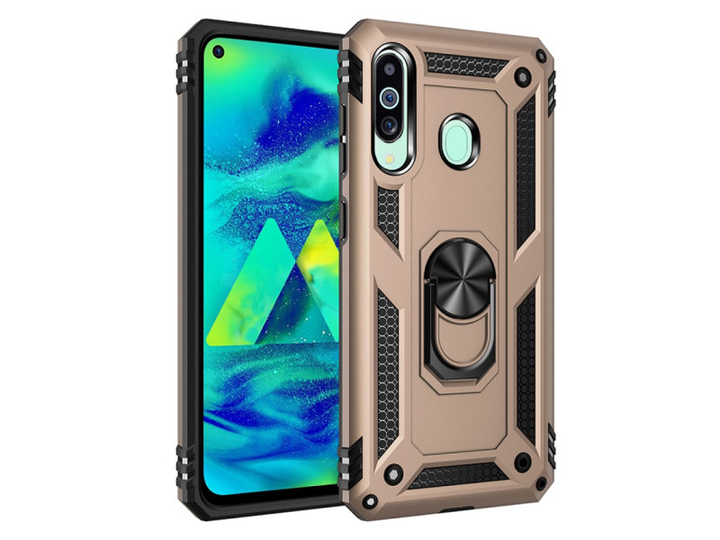 Newface Samsung Galaxy M40 Kılıf Sofya Yüzüklü Silikon Kapak - Gold